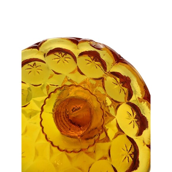 Vintage 12" Kanawha Cadmium Amber Glass Moon and Stars Footed Swung Vase UV Glow - Picture 13 of 13